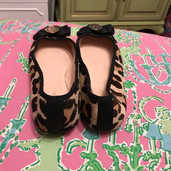 Kate Spade real Leopard fur Print Flats with Black Bow size 6 - Picture 3 of 4